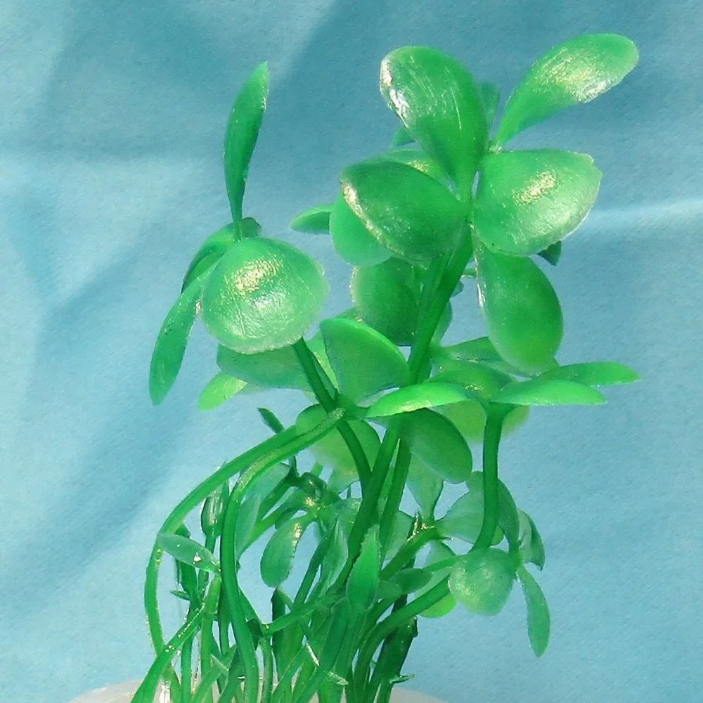 Aquarium Decoration - Frosty Snowman with Green Plant.